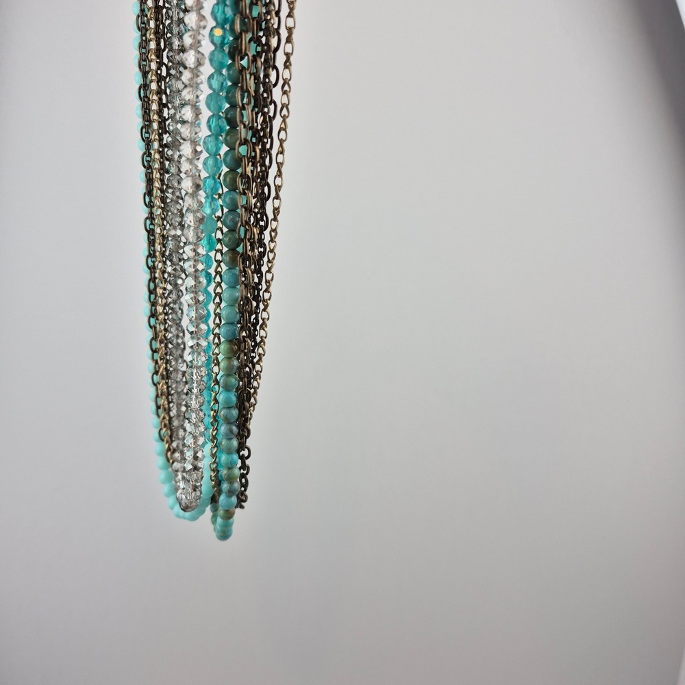 Ann Taylor Loft 20" Multi-Strand‎ Beaded Necklace Beachy Blue Coastal Vibes Boho - Picture 10 of 12